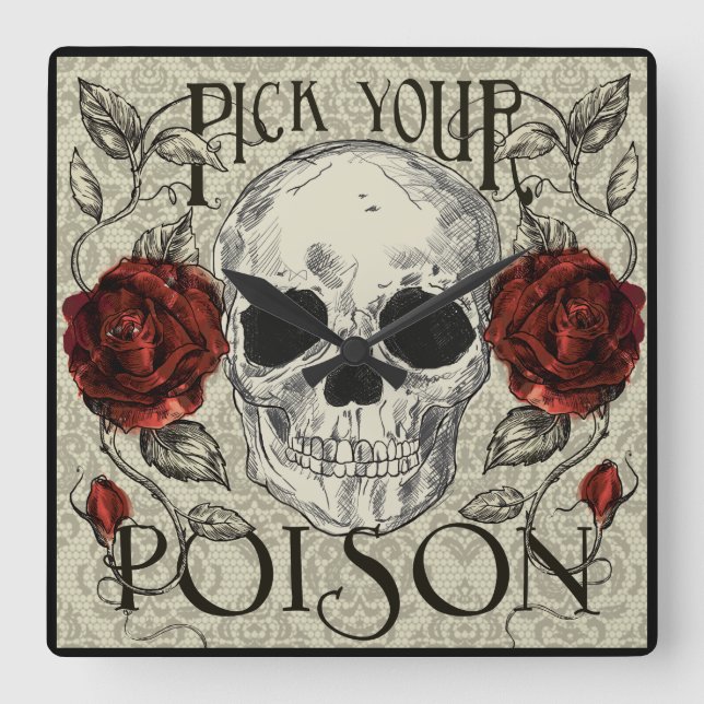 Rosas do crânio e Relógio de cadeado, Dia da Morte (Frente)