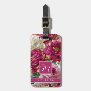 Rosas Douradas Vermelhas Etiqueta de Bagagem Fundo