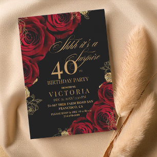 Rosas Dourados Burgu Convite para aniversário de 4