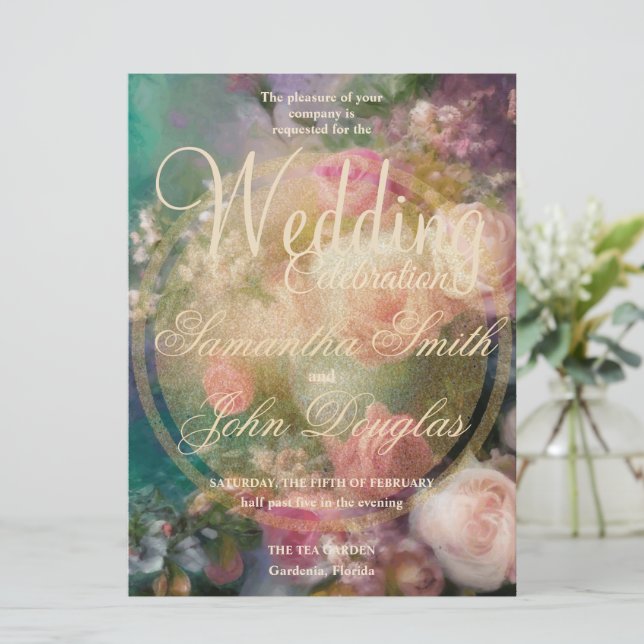 Rosas Dourados Vintage Pintados Em Estilo Holandês (Em pé/Frente)