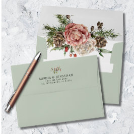 Rosas e Casamento no inverno de Sage Floral do Pin
