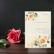 Rosas e Convite para Casamento Eucalyptus Watercol