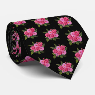Rosas e Dahlia Gravata Preta