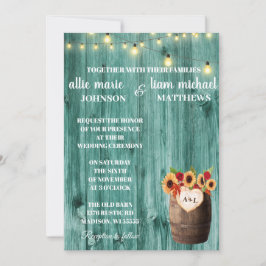 Rosas e girassol Convite de casamento de cano