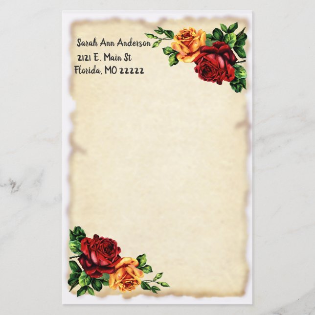 Rosas e papel antigo (Frente)