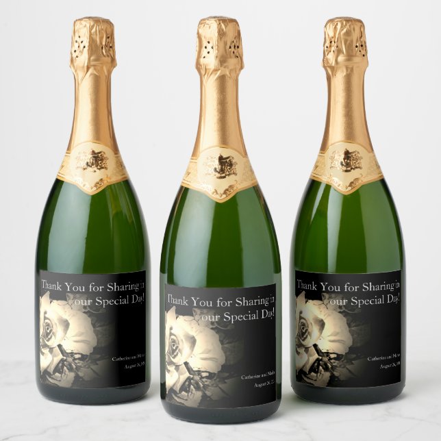 Rosas Elegantes Rótulo da Garrafa de Água Monogram (Garrafas)