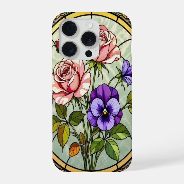 Rosas elegantes violetas selvagens vitral (Verso)