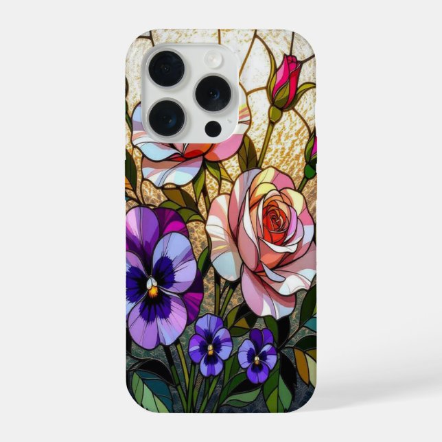 Rosas elegantes violetas selvagens vitral (Verso)