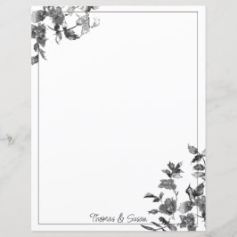 Rosas em aquarela preto e branco minimalista moder
