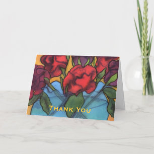 Rosas em um Cartões de agradecimentos Vaso Azul
