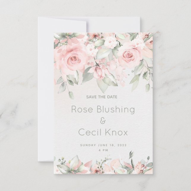 Rosas Esboçados Salvem O Cartão De Data (Frente)