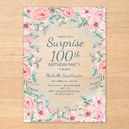 Rosas Florais em Aquarela Rosa e Pérolas Aniversár