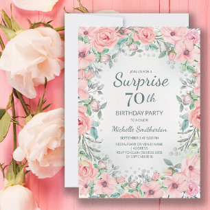 Rosas Florais em Aquarela Rosa e Pérolas Aniversár