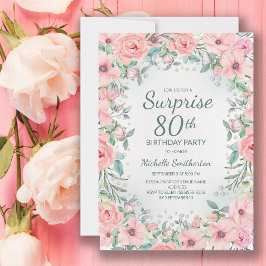 Rosas Florais em Aquarela Rosa e Pérolas Aniversár
