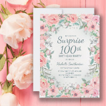 Rosas Florais em Aquarela Rosa e Pérolas Aniversár