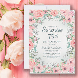 Rosas Florais em Aquarela Rosa e Pérolas Aniversár