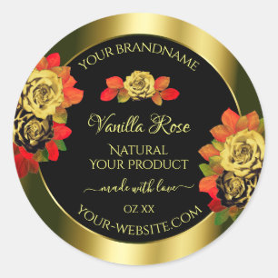 Rosas Florais Etiquetas de produto Ouro Shimmery p