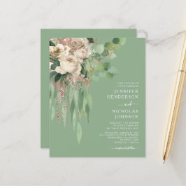 Rosas Florais Verdes Modernos de Orçamento Convite