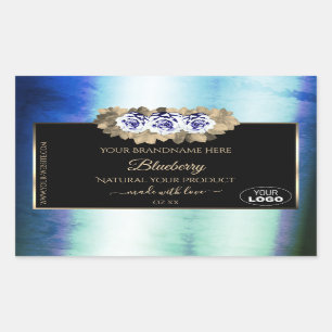 Rosas Floral Azul Marble Etiquetas de produto Logo
