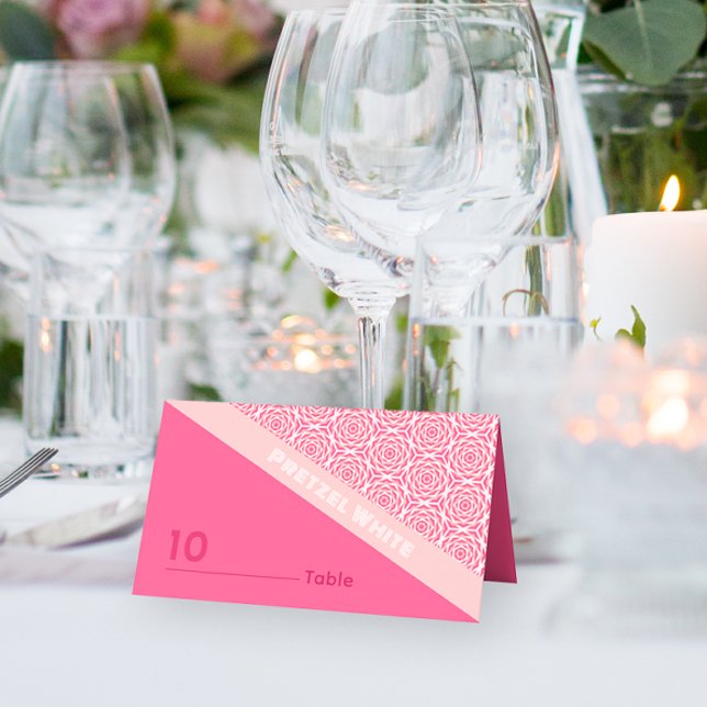 Rosas Geométricos Cartão de Local Dobrado Vermelho (Criador carregado)