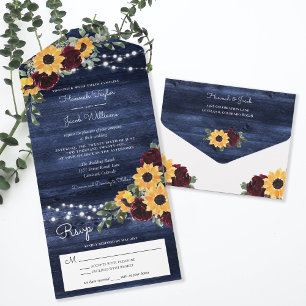 Rosas Girassóis Marinho Rústico Casamento de Madei