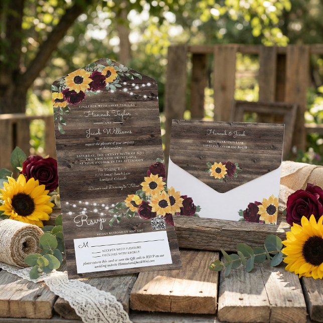 Rosas Girassóis Rústicos Código QR Casamento (Criador carregado)