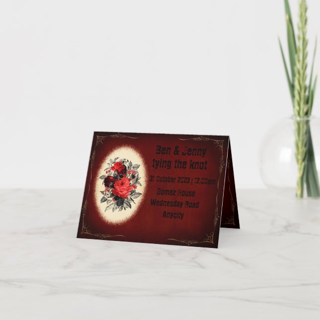 rosas góticos e quadro - convite para casamento (Frente)