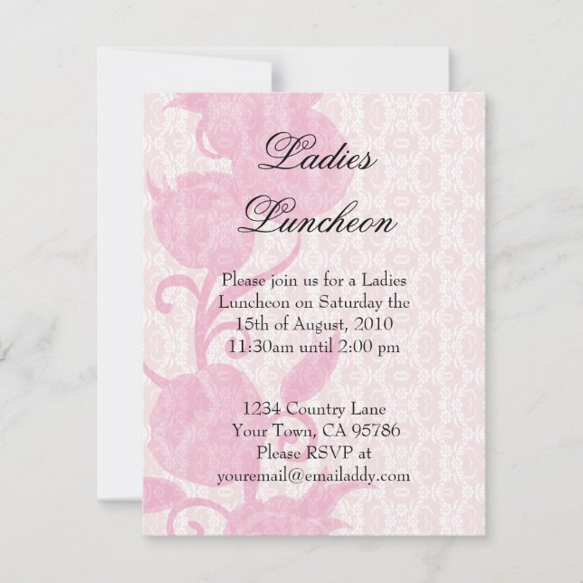 Rosas Lace  Luncheon Convite de festas (Frente)