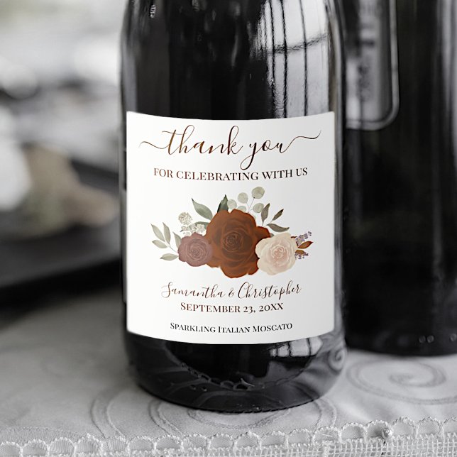 Rosas Laranja Elegante Boho Casamento Obrigado (Criador carregado)