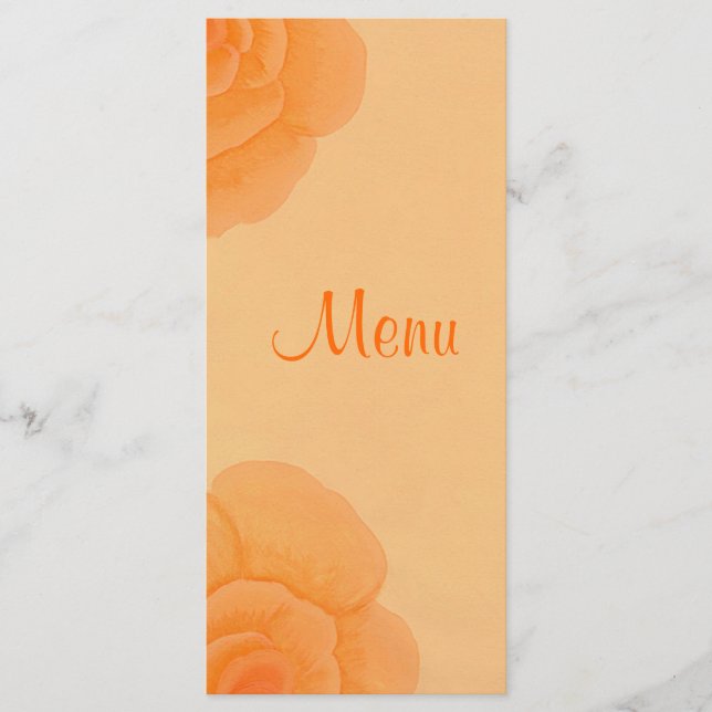 Rosas laranja esmaecidos, cartões de menu personal (Frente)