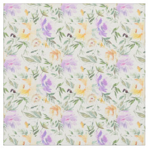 Rosas Lavanda Amarela Tecido Fundo Branco