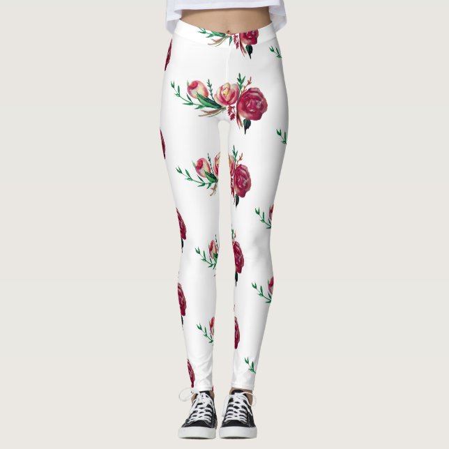 Rosas Leggings Personalizadas Florais (Frente)