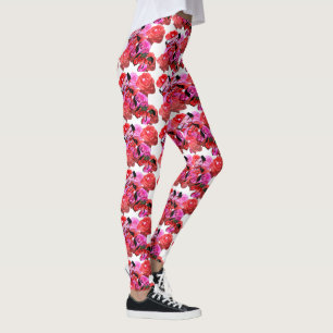 Rosas, Logotipo de Rosa vermelha rosa, Leggings pa