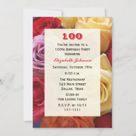 Rosas maravilhosas Convite de aniversário 100º