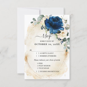 Rosas Marfim Champanhe Dourado Azul Marinho RSVP