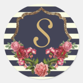 Rosas Marinhos e adesivos Monogramas Dourados