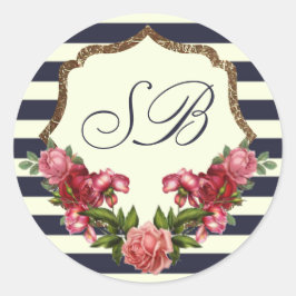 Rosas Marinhos e adesivos Monogramas Dourados