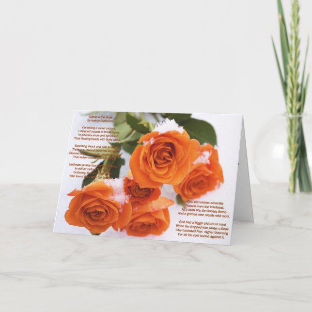 Rosas no cartão de Natal da neve (Frente)