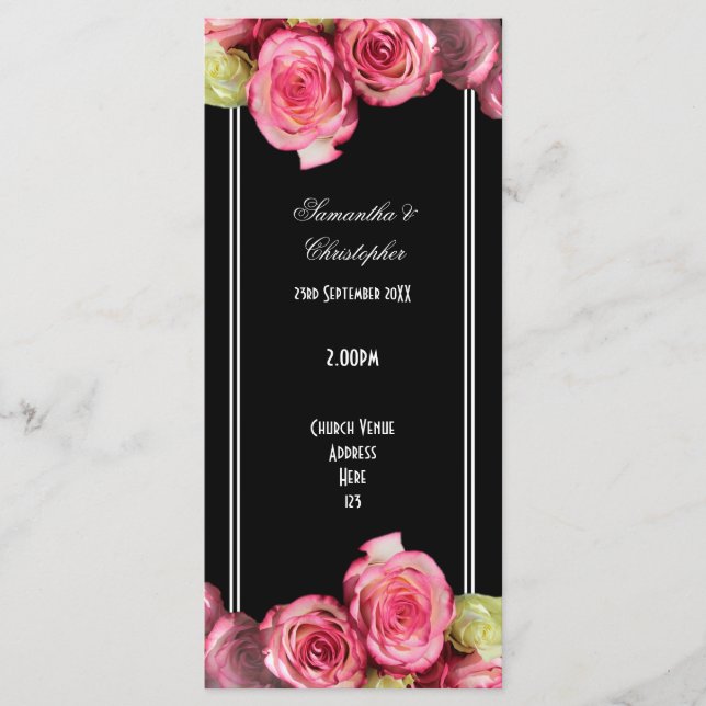 Rosas no programa de casamento da igreja negra (Frente)