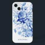 Rosas Personalizadas Belos Azul/Branco<br><div class="desc">Rosas e flores silvestres lindas e tradicionais do estilo aquarela azul/branco da China com campo de texto para seu nome ou monograma.</div>