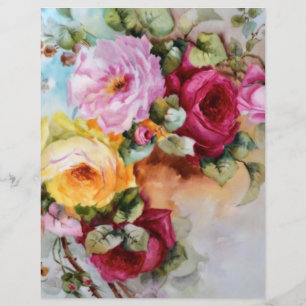 Rosas Pintados À Mão Papel Artesanato De Arte Flor