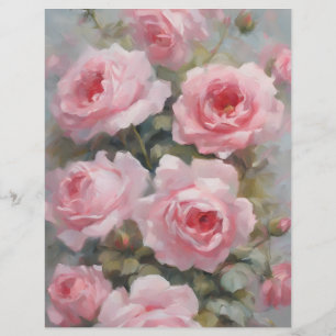 Rosas pintados em papel de scrapbook rosa