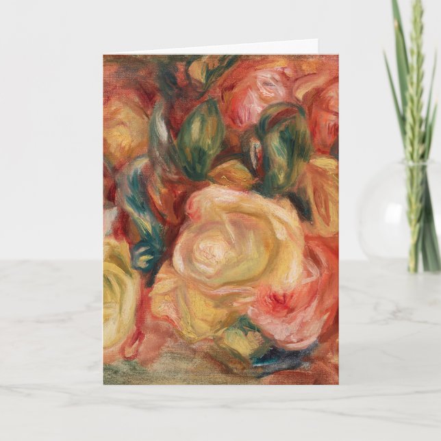 Rosas por Cartão de Pintura Impressionista Renoir (Frente)