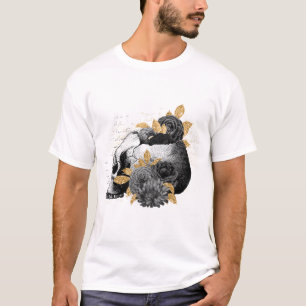 Rosas pretas com T-Shirt gótico do crânio