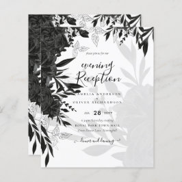 ROSAS Pretos Elegante Convite de casamento Branco