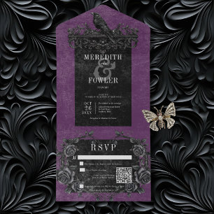 Rosas Pretos Góticos Raven e Pretos Código QR Roxo