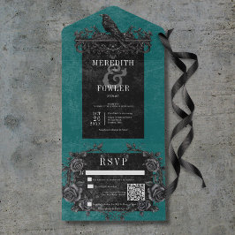 Rosas Pretos Góticos Raven e Pretos Código QR Teal