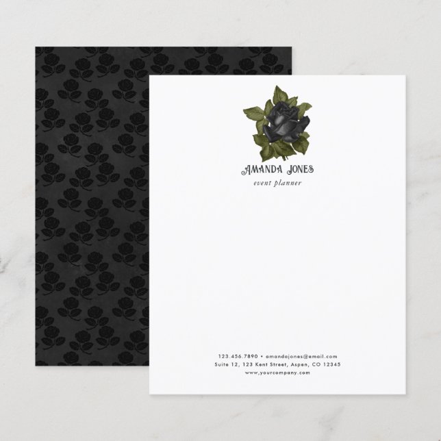 Rosas Pretos Góticos Vintage Personalizados (Frente/Verso)