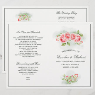 Rosas Românticos De Aquarela Programas De Casament