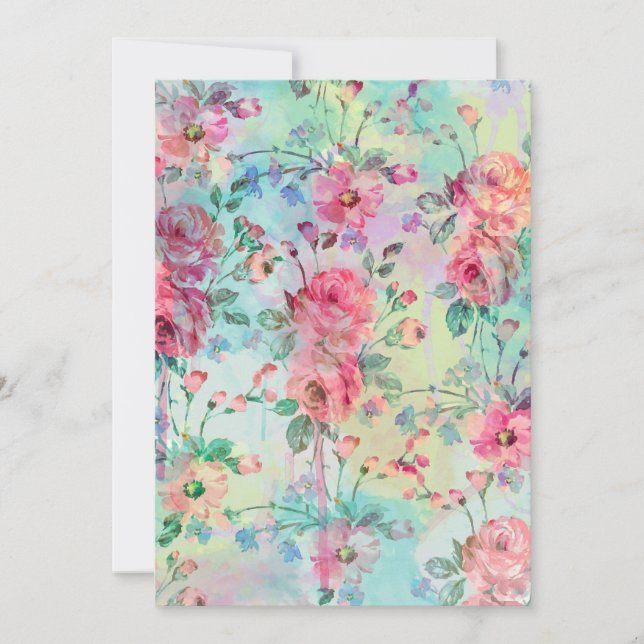 Rosas românticos e lindos aquarelas floridas (Frente)